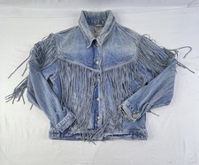 Free People We The Free After Hours Fringed Denim Jacket Blue Size Small