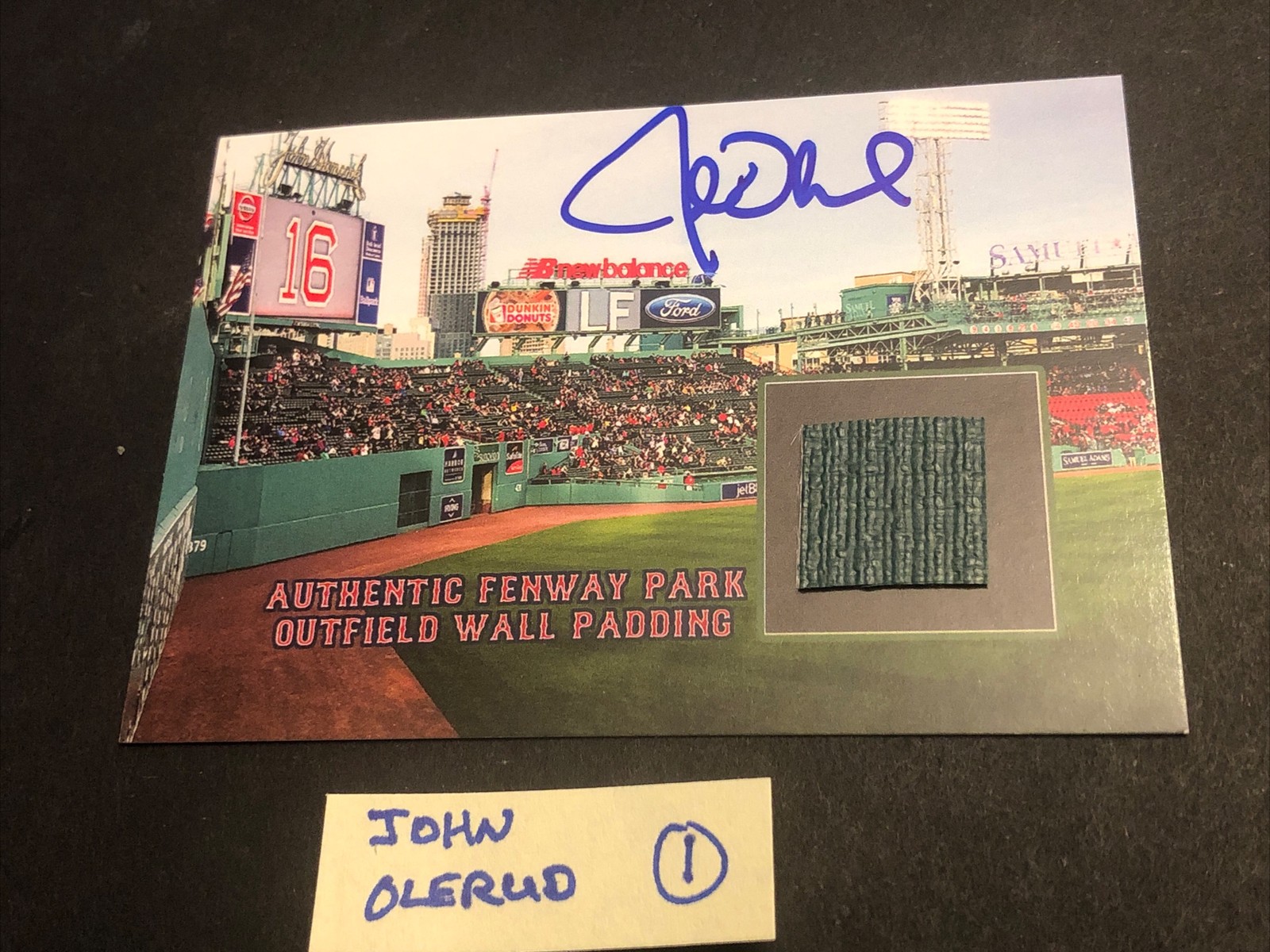 Bill Mueller Autographed Custom Card W/ Fenway Park Wall Padding Piece BM-1