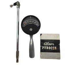 Vintage Alnor Pyrocon Type 4000 Thermometer Pyrometer w/ Probe & Manual USA