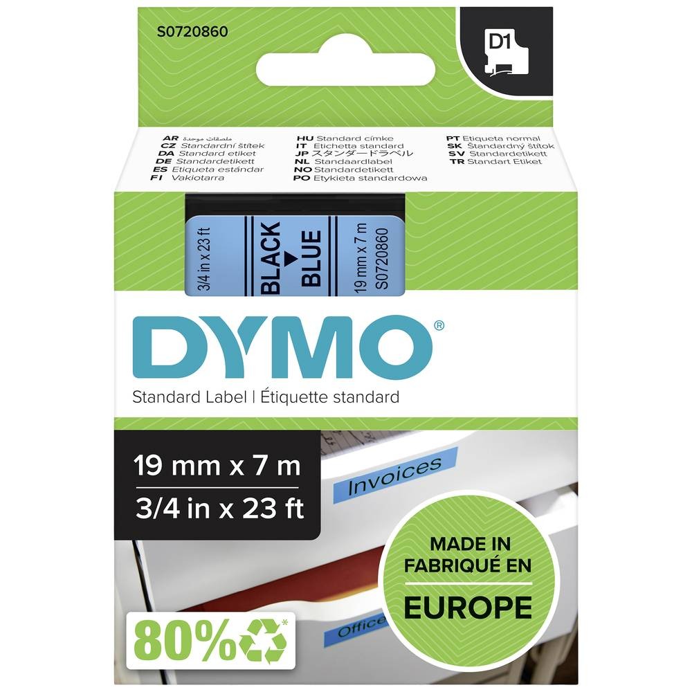 Ruban DYMO D1 45806 noir sur bleu 19mm pour étiqueteuse LabelManager