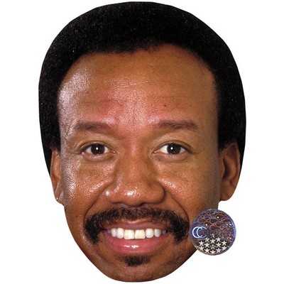 Maurice White (Moustache) Celebrity Mask, Flat Card Face, Fancy Dress Mask
