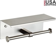 Wall Mounted Stainless Steel Bathroom Shelf Toilet Roll Holder Multi-Use Storage