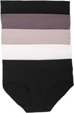 Felina Womens 5 Pack Pima Cotton Wide Waistband Hipster LG