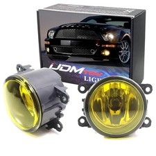 Pair Selective Lens Fog Light Lamp Assemblies w/ 55W H11 Halogen Bulbs Yellow