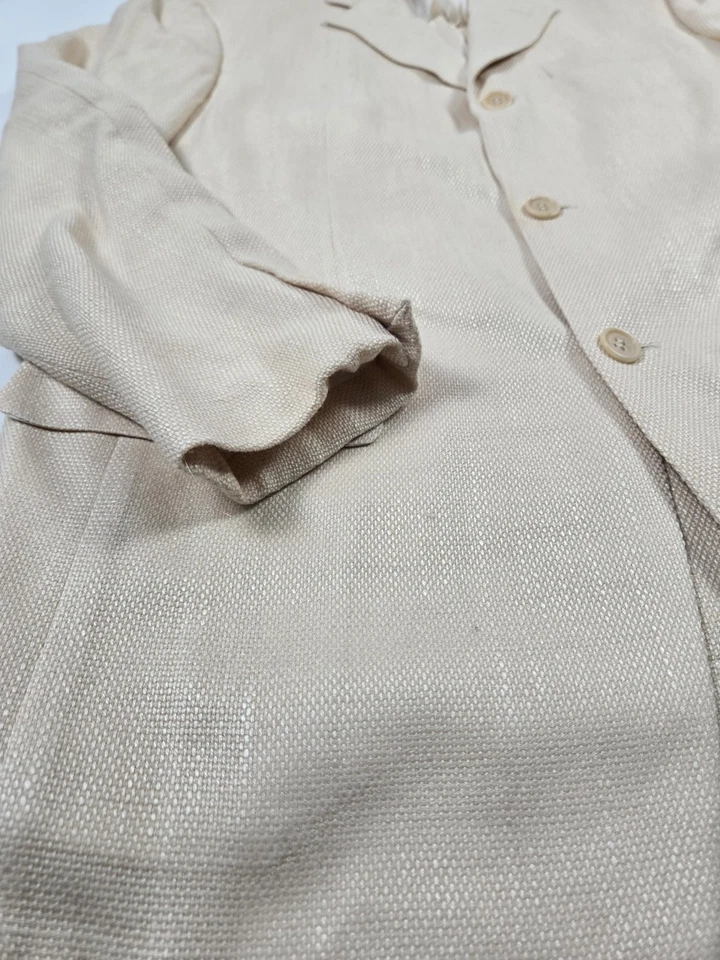 Blazer Salvatore Ferragamo Para Hombres 40R Beige Seda Lana Hecho en Italia Abrigo Deportivo Foto 3 de 4