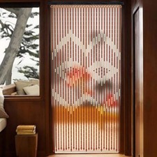 Natural Wood Bamboo Beaded Curtain Fly Screen Bedroom Bath Doorway Porch Divider