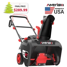 Amerisun 21" Gas Snow Blower, 212cc Engine, Recoil, 180°  Chute, Steel Auger