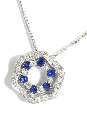 DAMIANI Belle Epoque 18K Weißgold Saphir Diamant Anhänger Halskette
