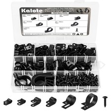 320PCS Black R Cable Clips-6 Sizes 3/16''1/4'' 3/8''1/2''3/4''1''-Premium PA6...