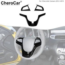 Glossy Black Steering Wheel Cover Interior Trim for Chevrolet Camaro 2012-2015