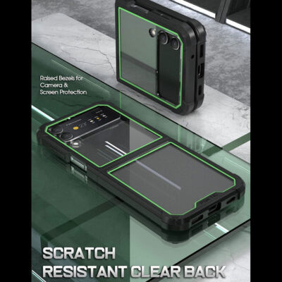 For Galaxy Z Flip 4 2022 Case Poetic Hybrid Shockproof Rugged Clear Cover Green