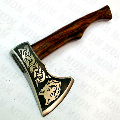 MDM THROWING AXE- CUSTOM HAND FORGED CARBON STEEL VIKING TOMAHAWK AXE WOLF AX