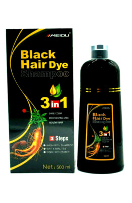 Black Hair Dye Shampoo 3-in-1 Instant Color | Covers Gray Fast | NEW