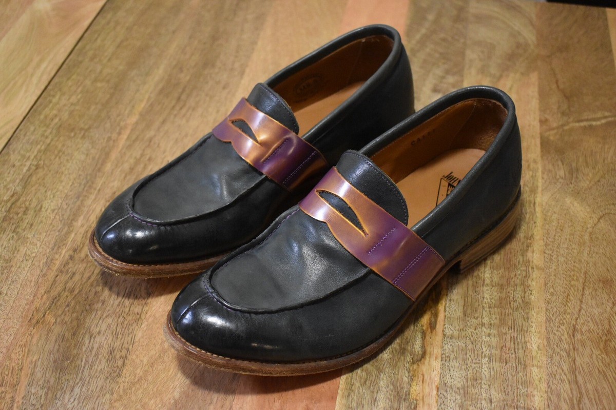JOHN FLUEVOG Tuscan Penny Loafers, Leather, Blue And Purple  display picture 3