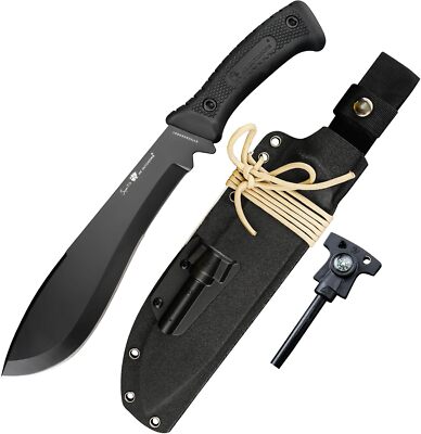 HX Outdoors 14'' Kukri Bush Machete Knife Full Tang D2 Kydex Sheath Survival