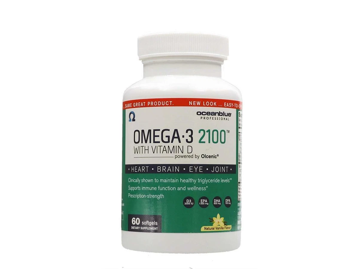 OceanBlue Omega 3 2100 with Vitamin D 60 softgels Natural Fish Oil