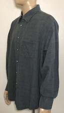 Heather Yarns Izod Men Button Up Shirt Long Sleeve Dark Gray Plaid XXL