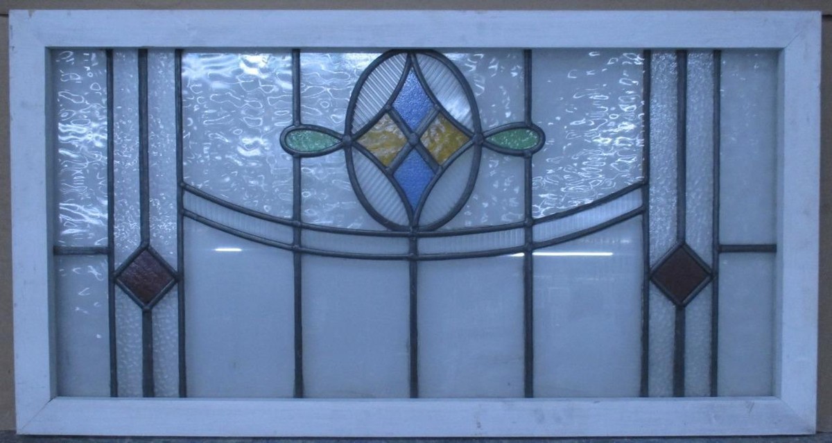 【buttheadsun o))glass 】 OLD ENGLISH LEADED STAINED GLASS WINDOW TRANSOM GEOMETRIC 41 1/4