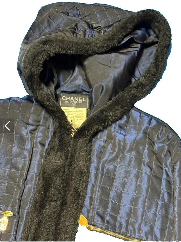 Винтажный CHANEL бутик выстеганный шелк пальто FR42 UK14 w подлинный сертификат - Изображение 2 из 4