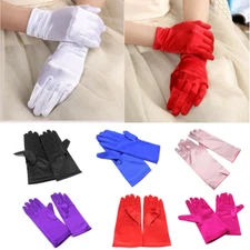 Women Short Wrist Gloves Smooth Satin Ladies Party Dress Prom Evening Wedding US