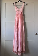 Wishlist Apparel Floral Lace Chiffon Maxi Dress Women Sz Small Pink Open Back