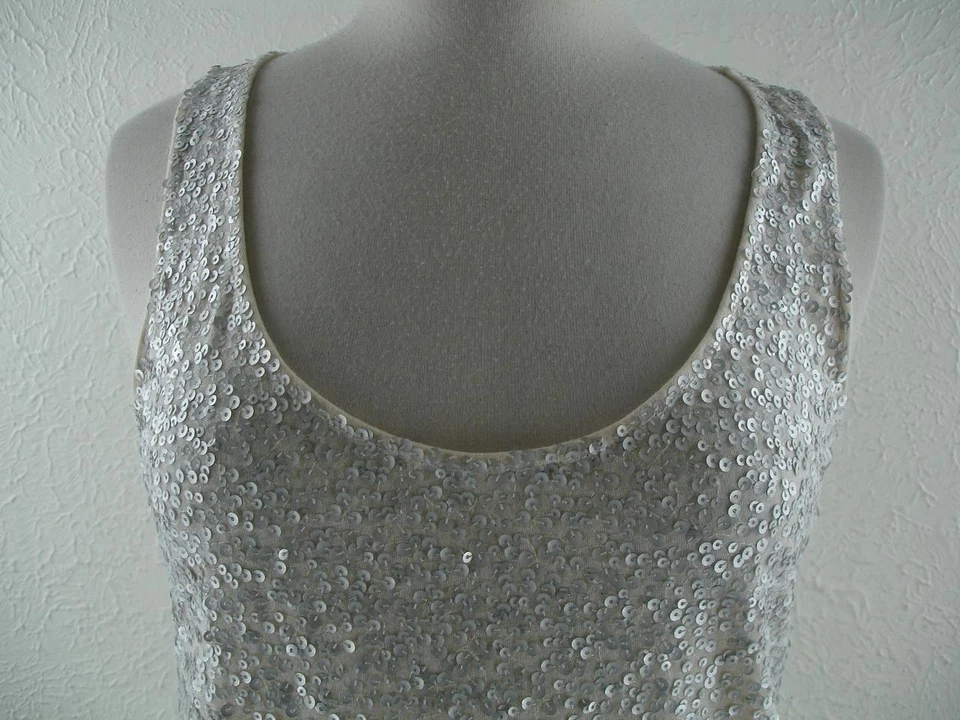 Женщин L J.Crew слоновой кости серебра блестки Майка декольте эластичной без рукавов сексуальный - Изображение 2 из 4