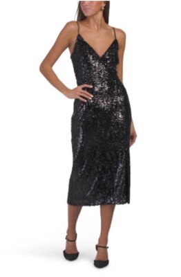 sequin midi dress black Statement Sequin Black Midi Dress main image 0