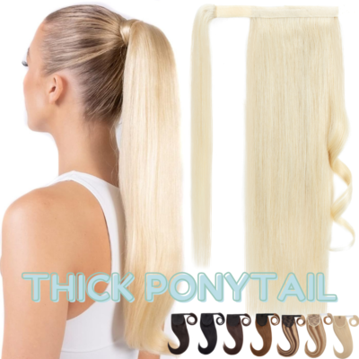 Long Ponytail Clip In 100% Remy Human Hair Extensions Wrap  display picture 1