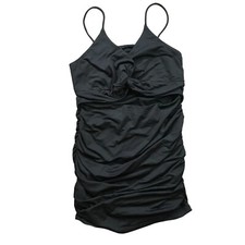 Unbranded Womens Cut Out Twist Knot Ruched Bodycon Mini Dress Size M Black Rayon