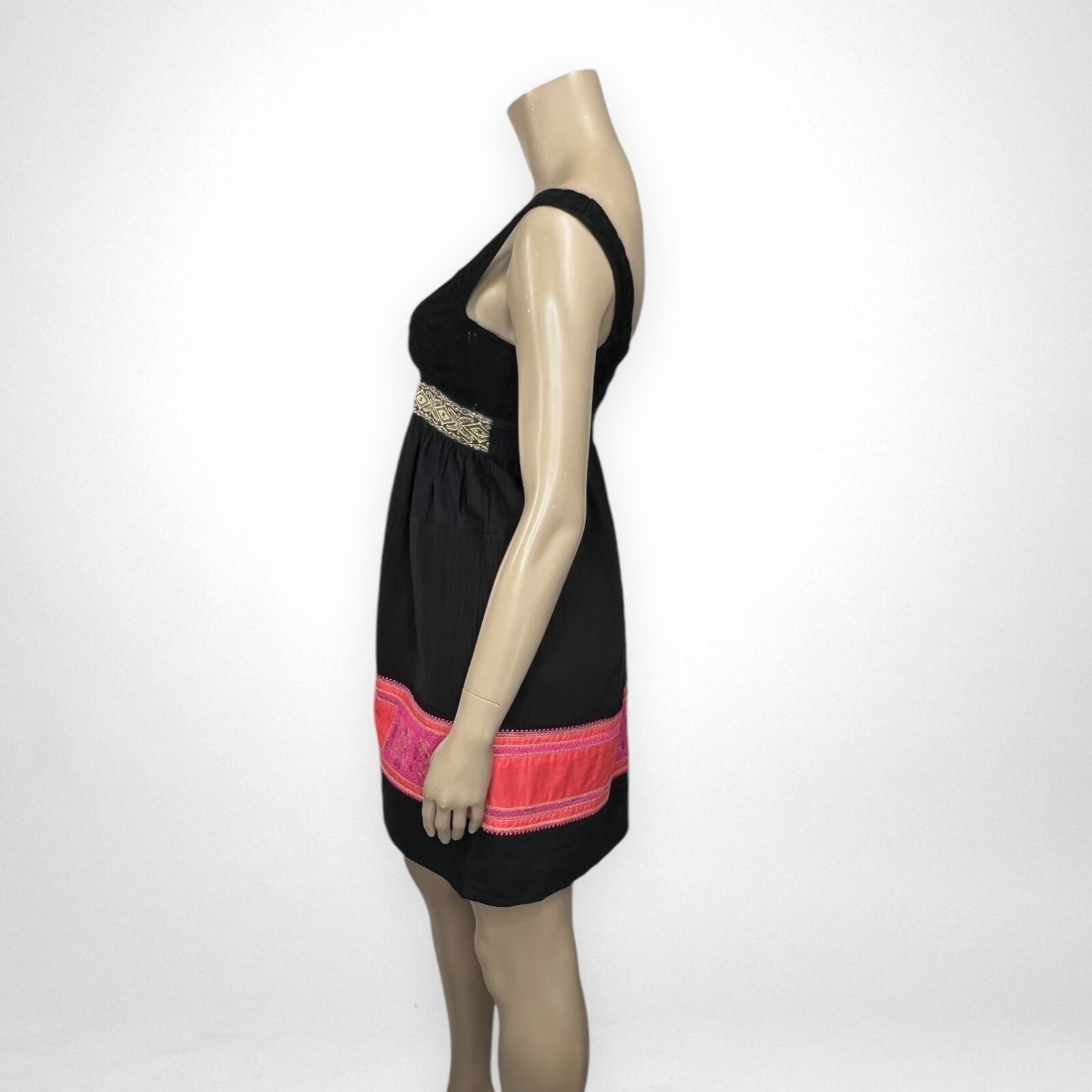 FREE PEOPLE Small Embroidered Black Sleeveless Dr… - image 2