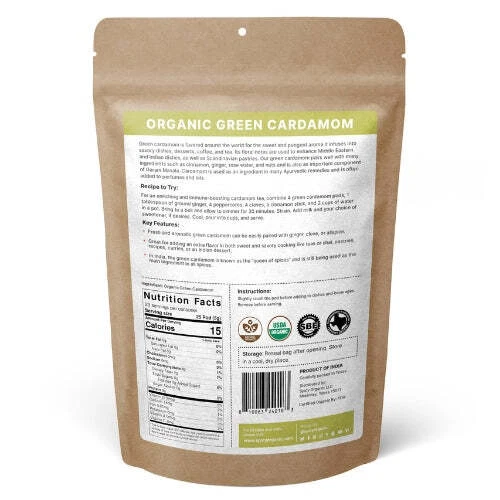 Vainas de cardamomo verde Jumbo orgánico - especias Elaichi enteras para cocinar y hornear Foto 2 de 4