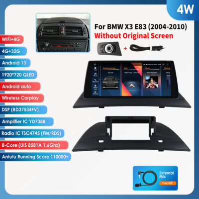 4+32G Carplay Android 13 Für BMW X3 E83 2004-12 Autoradio GPS Navi 4G LTE BT RDS