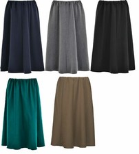 New Womens 8 Panel Plain Skirt Elasticated Waist 27 Inch Length Ladies skirts