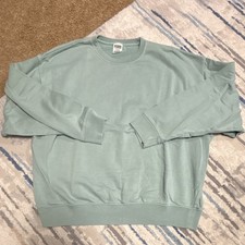 Victoria's Secret PINK Green Logo Fleece Crewneck Pullover Sweatshirt Women's M