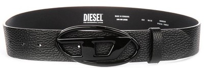 Diesel B-1DR Metal Black Buckle Leather Men Belt Classic Design In
