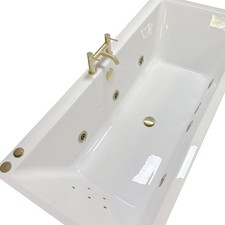 Brushed Brass Whirlpool Bath Double Ended Slim Rim White Spa 6 or 11 Jets Simi