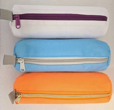 3-Bags Small Pencil Case Makeup Cosmetic Bag 7.75" x 2.25" x 2.25" Multicolor