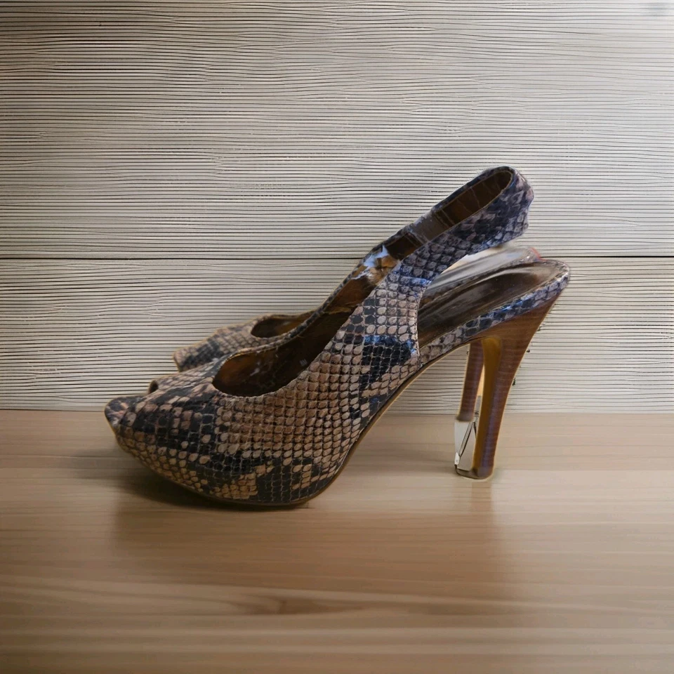 Moda Spana Mujer Tacón Alto Punta Abierta Reptile Pump 8M Foto 3 de 4