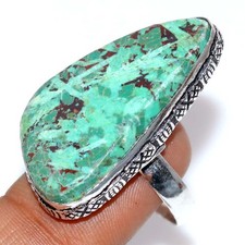 925 Silver Plated African Turquoise Ring US 10.5 Trending Now Jewelry Trendy JW