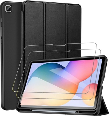 Samsung Galaxy Tab S6 Lite 10.4 inch Leather Protective Smart Stand Case Black