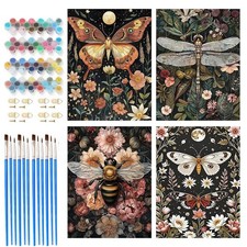 ICYANART 4 Pack Paint by Numbers kit for Adults, Insect 12X16inch, 01