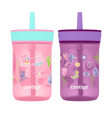 14oz Kids Spill Proof Tumbler Straw Pink Purple 2 Pack Ages 3 Cups