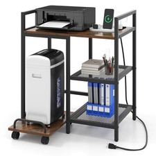 25  x 16  3-Tier Printer Table with Storage Shelves, Wheels for Home Office