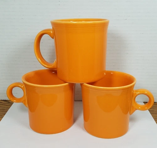 Fiesta Ware Coffee Mugs Homer Laughlin- 1- USA, Orange Tangerine Set Of 3