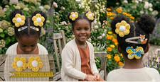 Cute handmade hair clips for girls. This set includes 2 soft yellow flower