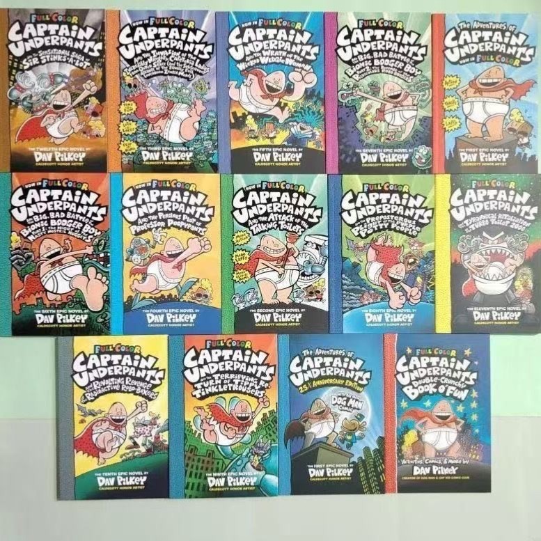 Complete Lot Series - Set of 14 Captain Underpants books by Dav Pilkey