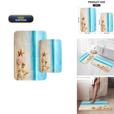 Britimes Bathroom Rug Mat Set of 2, 16x24  20x32 Inch, Beach Ocean Shell