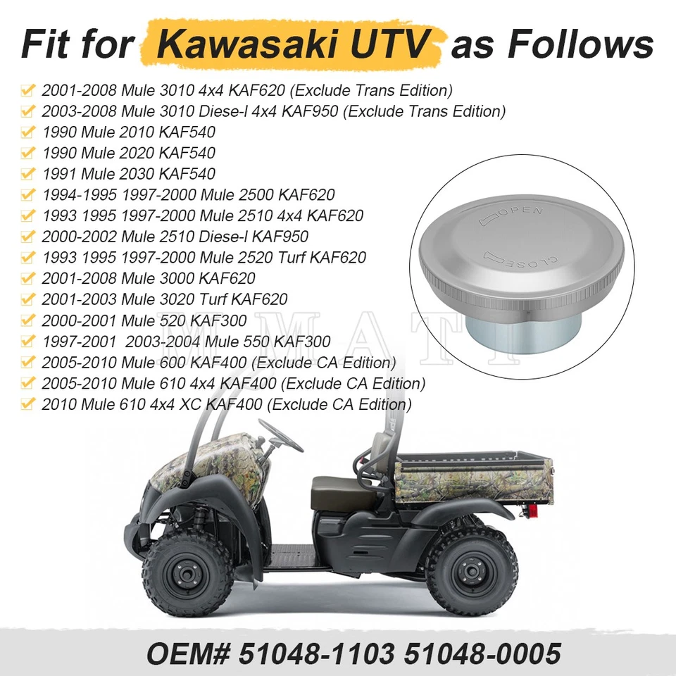 Fuel Cap For Kawasaki Mule 2010 2020 2030 2500 2510 2520 3000 3010 3020 520 - Image 2 of 4