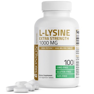 Bronson L-Lysine Extra Strength 1000 MG per Tablet High 100 Count (Pack of 1)