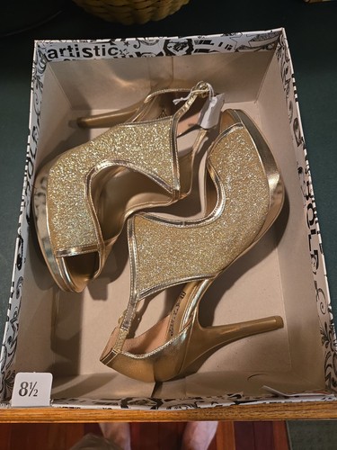 New! Brash Gold Lyric Lytique High heels Shoes Size 8-1/2 171654